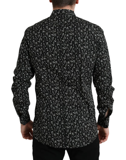 Dolce &amp; Gabbana robe formelle pour hommes à fleurs noires chemise dorée