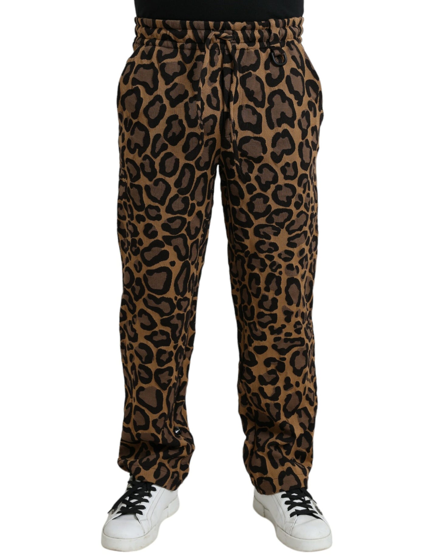 Pantalon de jogging en polyester imprimé léopard marron Dolce &amp; gabbana