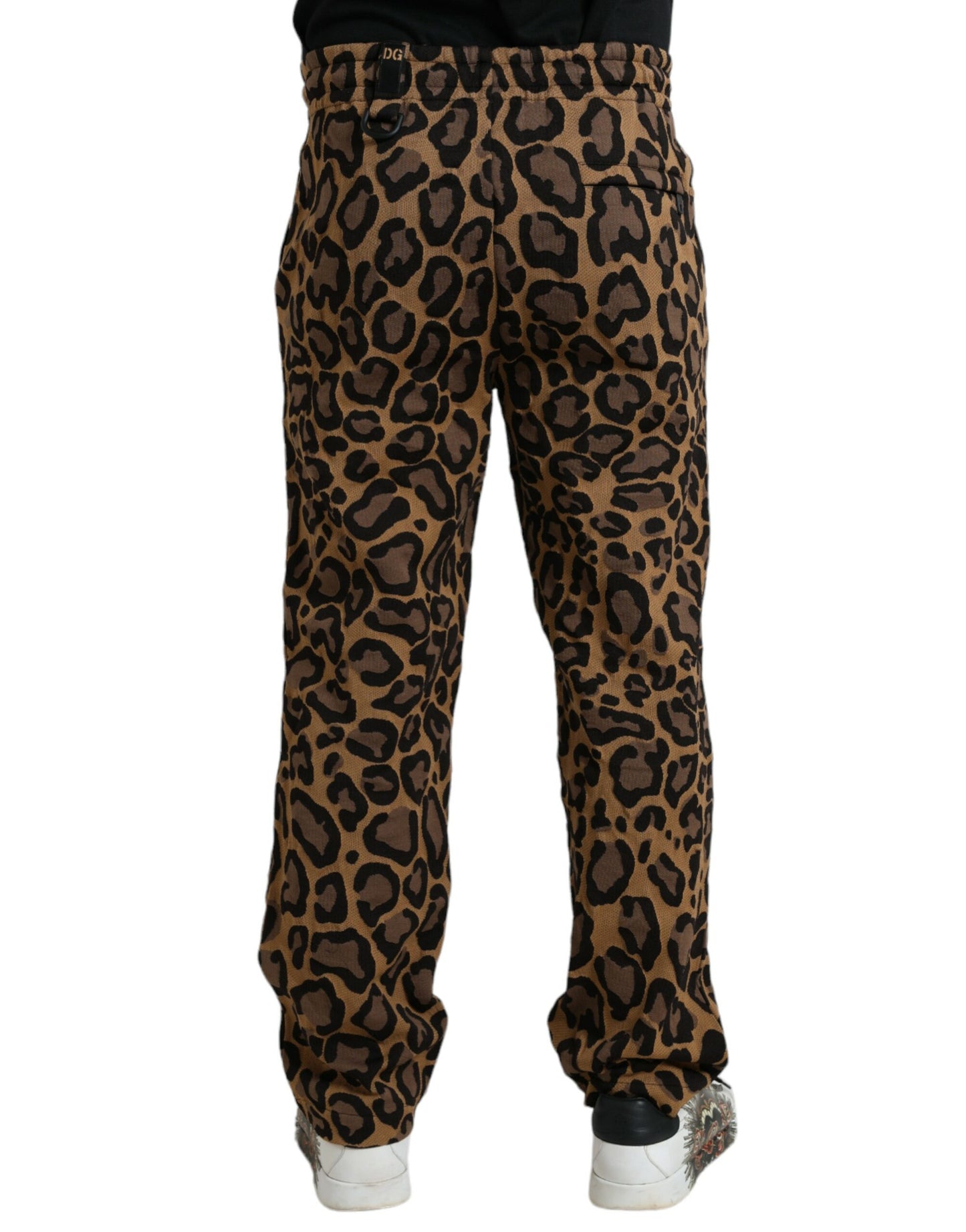 Pantalon de jogging en polyester imprimé léopard marron Dolce &amp; gabbana