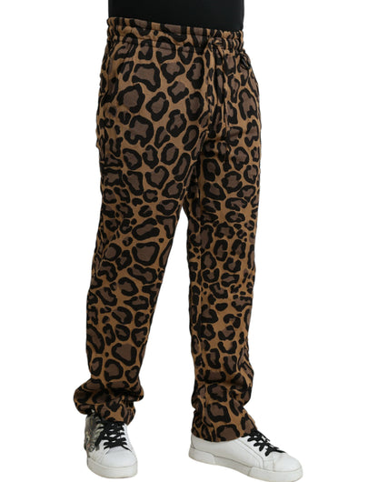 Pantalon de jogging en polyester imprimé léopard marron Dolce &amp; gabbana