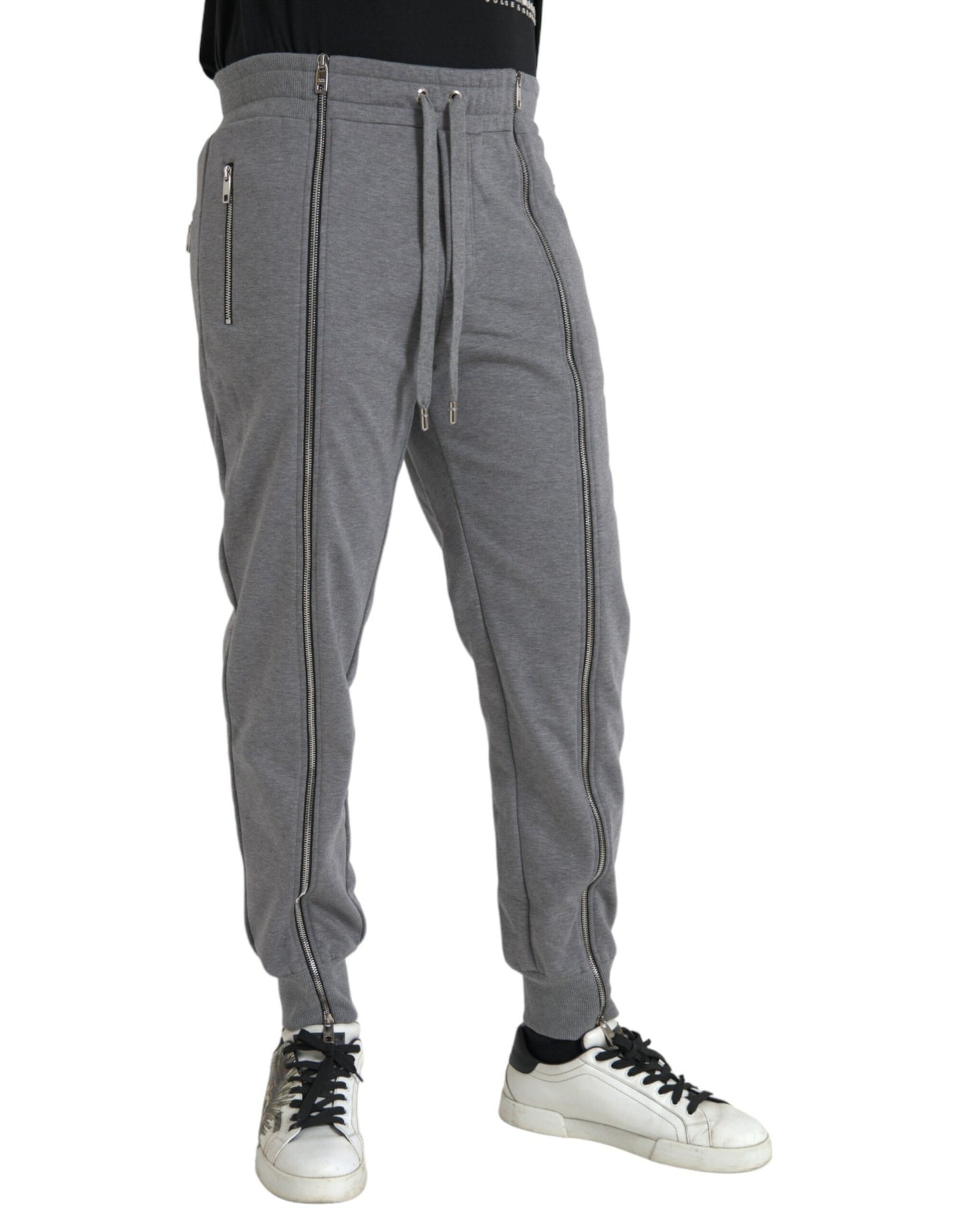 Pantalon de survêtement skinny en coton gris Dolce &amp; gabbana