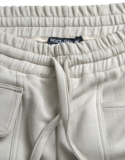 Pantalon de survêtement cargo en viscose blanc cassé Dolce &amp; Gabbana