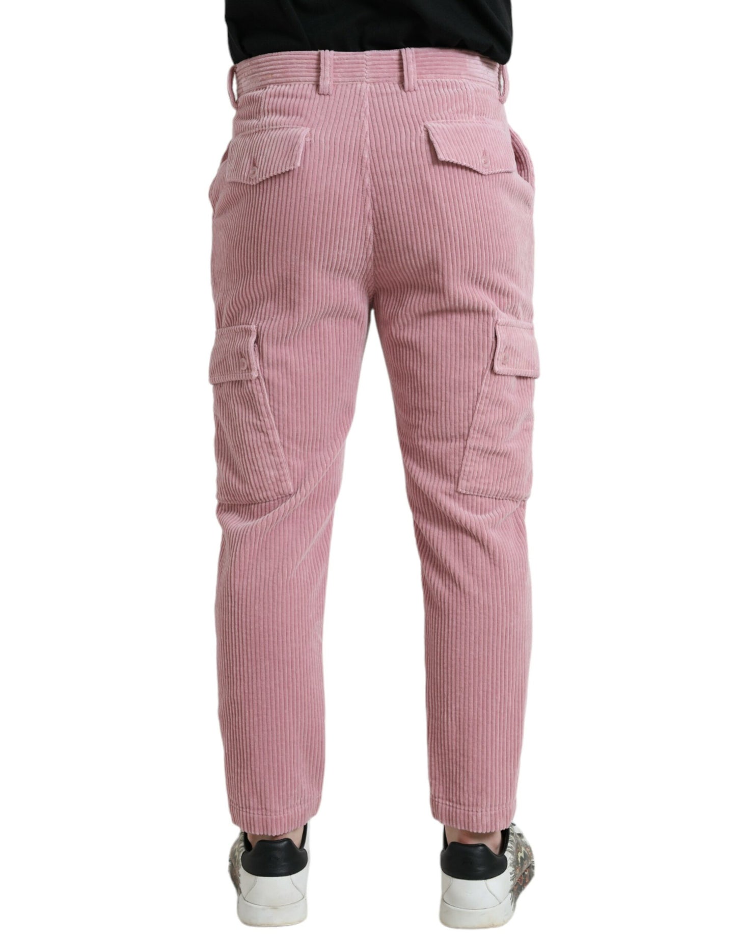 Dolce &amp; Gabbana - Jean cargo skinny stretch en coton velours côtelé rose