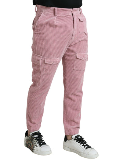 Dolce &amp; Gabbana - Jean cargo skinny stretch en coton velours côtelé rose