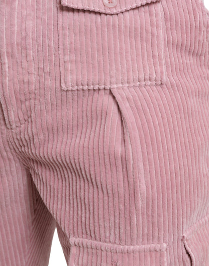 Dolce &amp; Gabbana - Jean cargo skinny stretch en coton velours côtelé rose