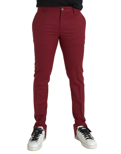 Dolce &amp; Gabbana Pantalon habillé coupe slim en laine rouge pour homme