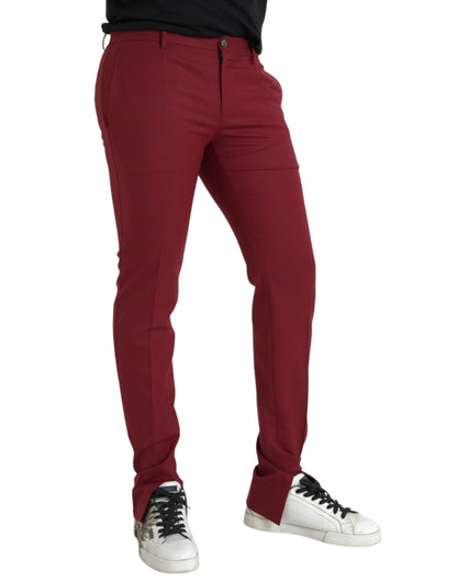 Dolce &amp; Gabbana Pantalon habillé coupe slim en laine rouge pour homme