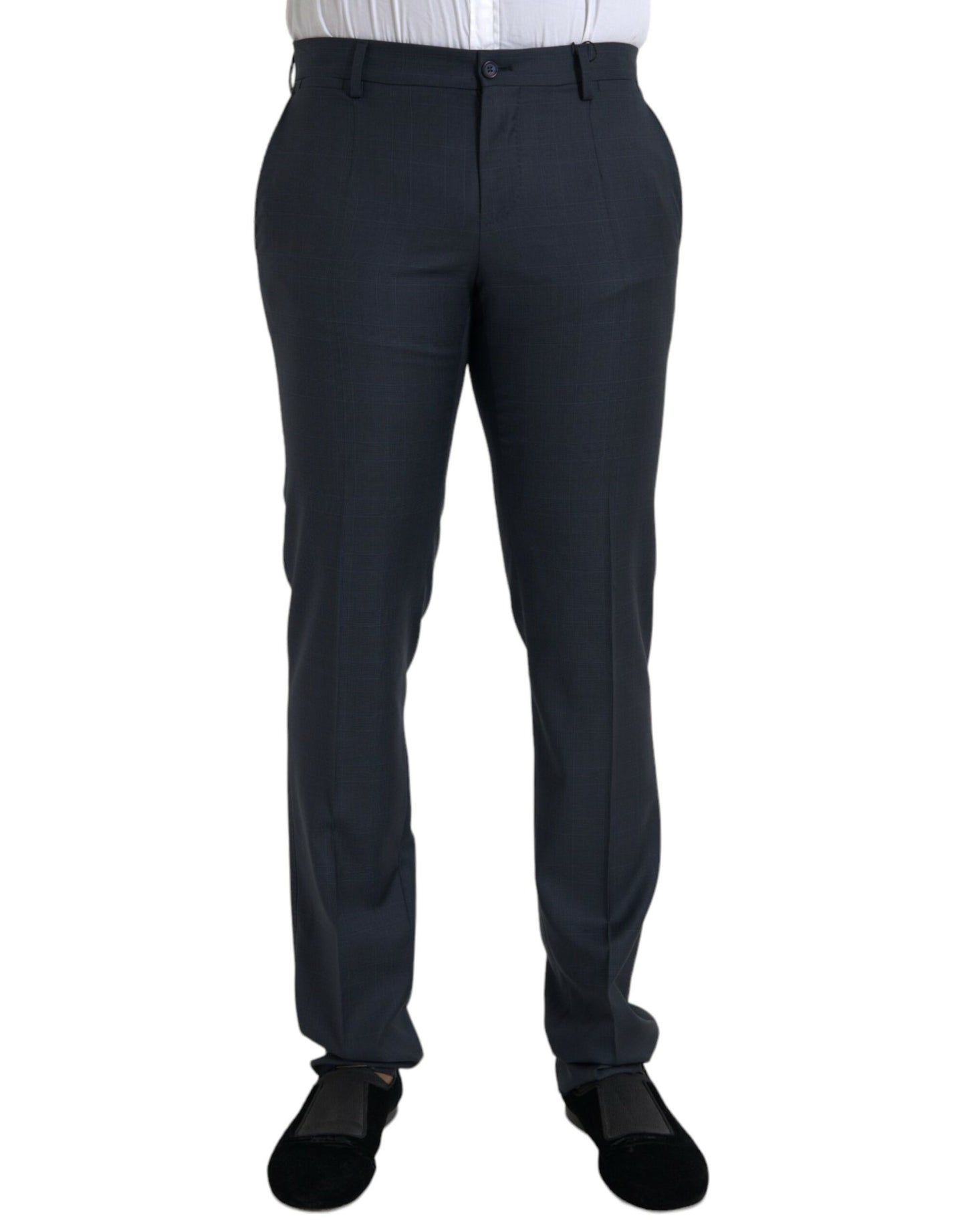 Pantalon habillé skinny en laine bleue Dolce &amp; Gabbana pour hommes