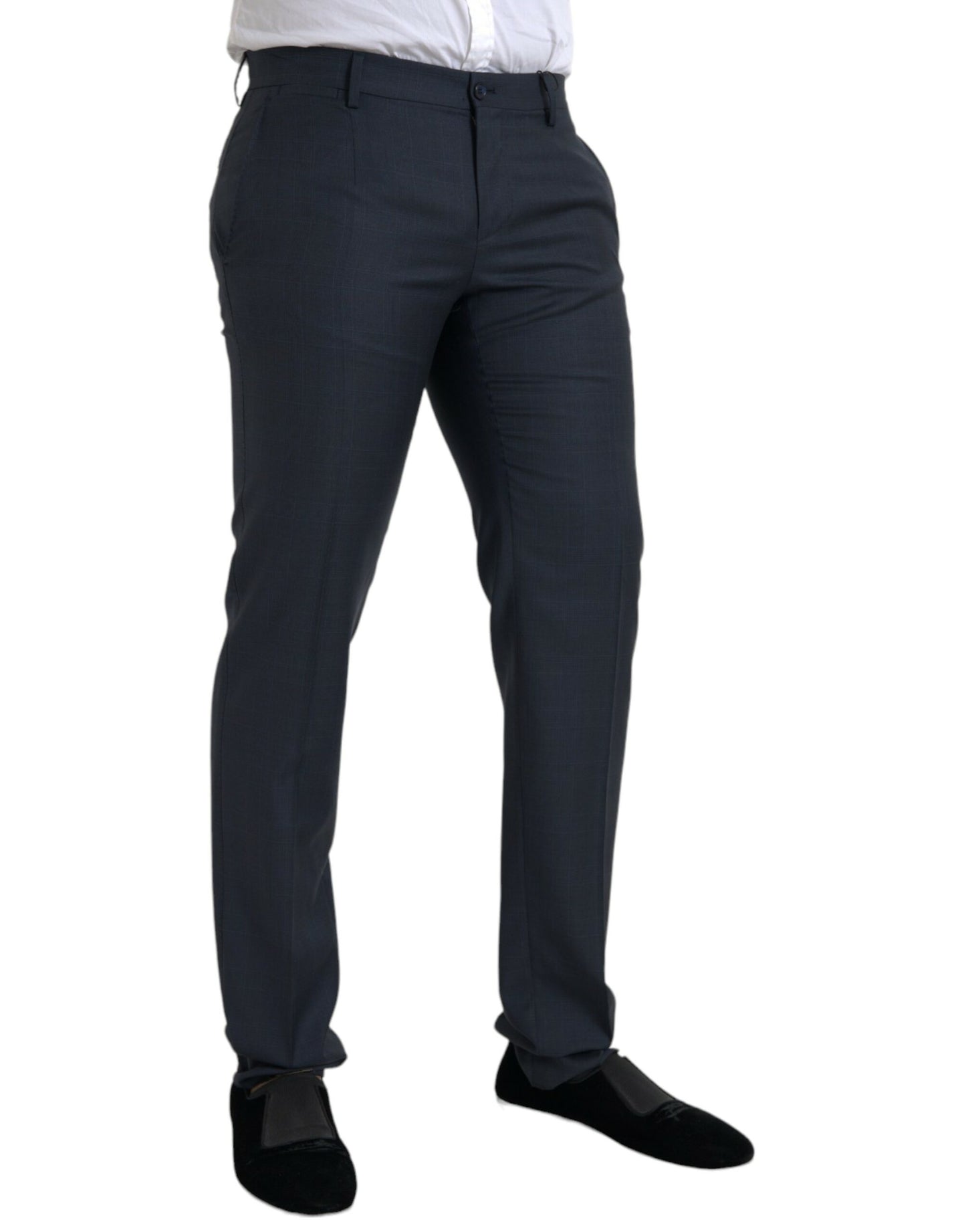 Pantalon habillé skinny en laine bleue Dolce &amp; Gabbana pour hommes