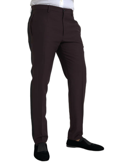 Dolce &amp; gabbana pantalon slim en laine marron foncé