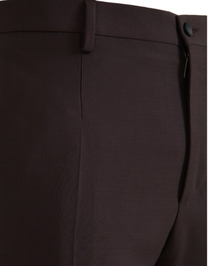 Dolce &amp; gabbana pantalon slim en laine marron foncé