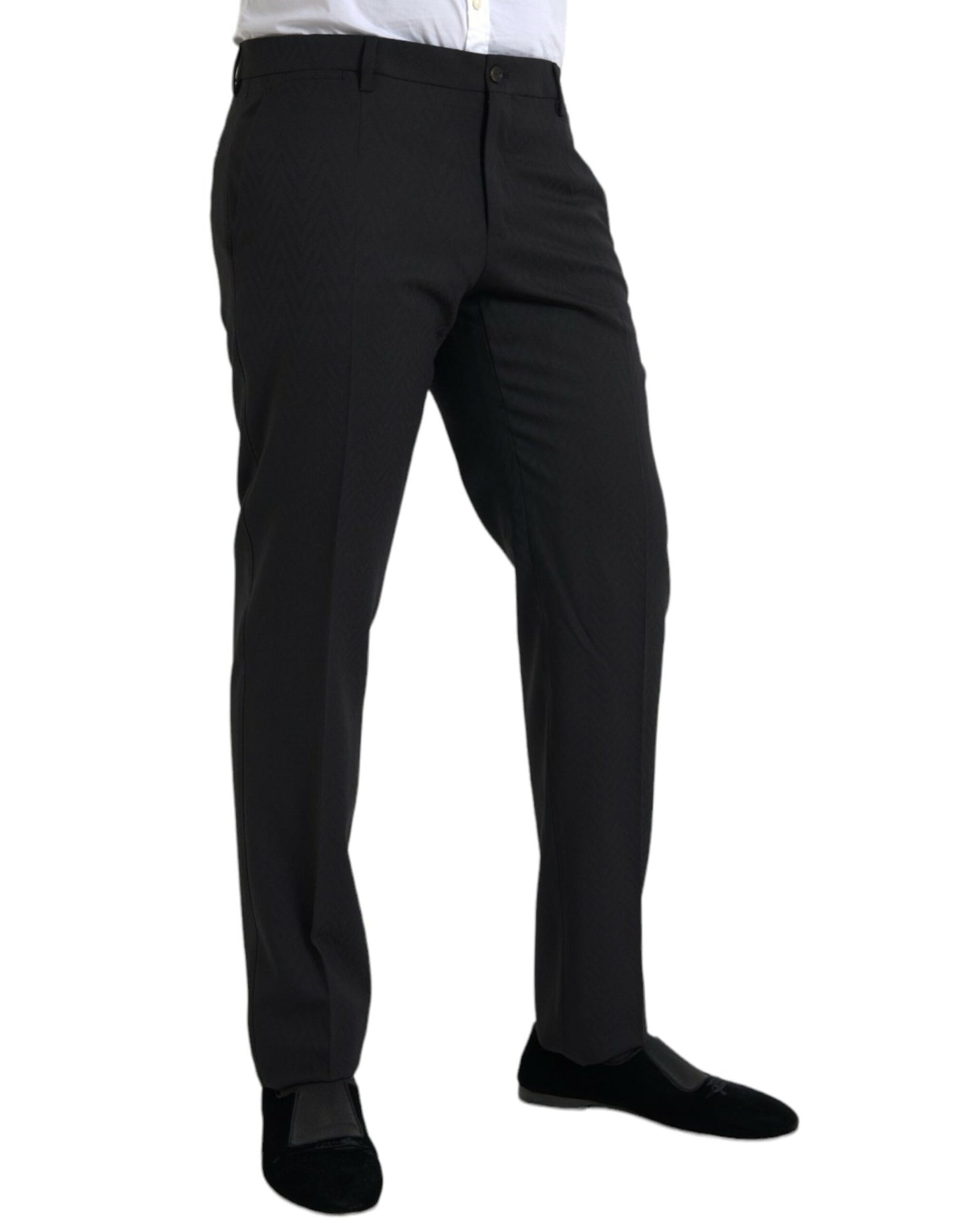 Dolce & Gabbana Black Wool Men Skinny Dress Pants