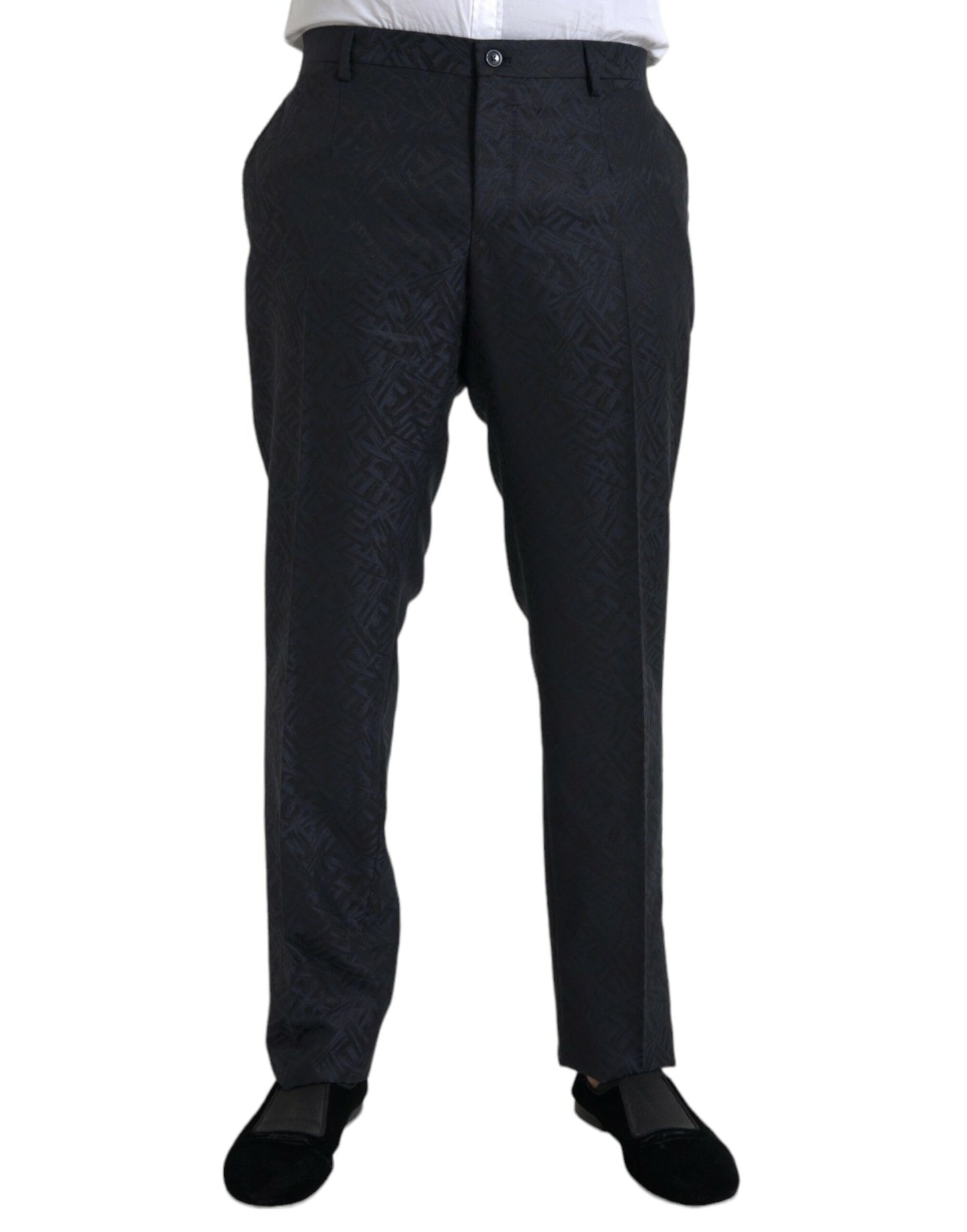 Dolce &amp; gabbana pantalon habillé skinny en laine de brocart bleu pour hommes