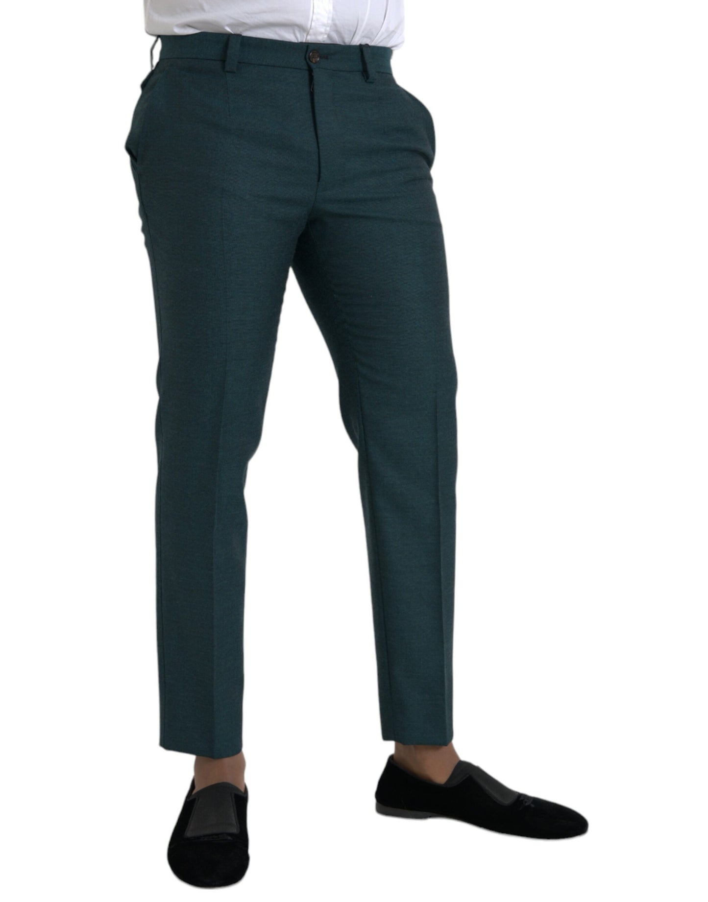 Dolce &amp; gabbana pantalon habillé slim en laine verte