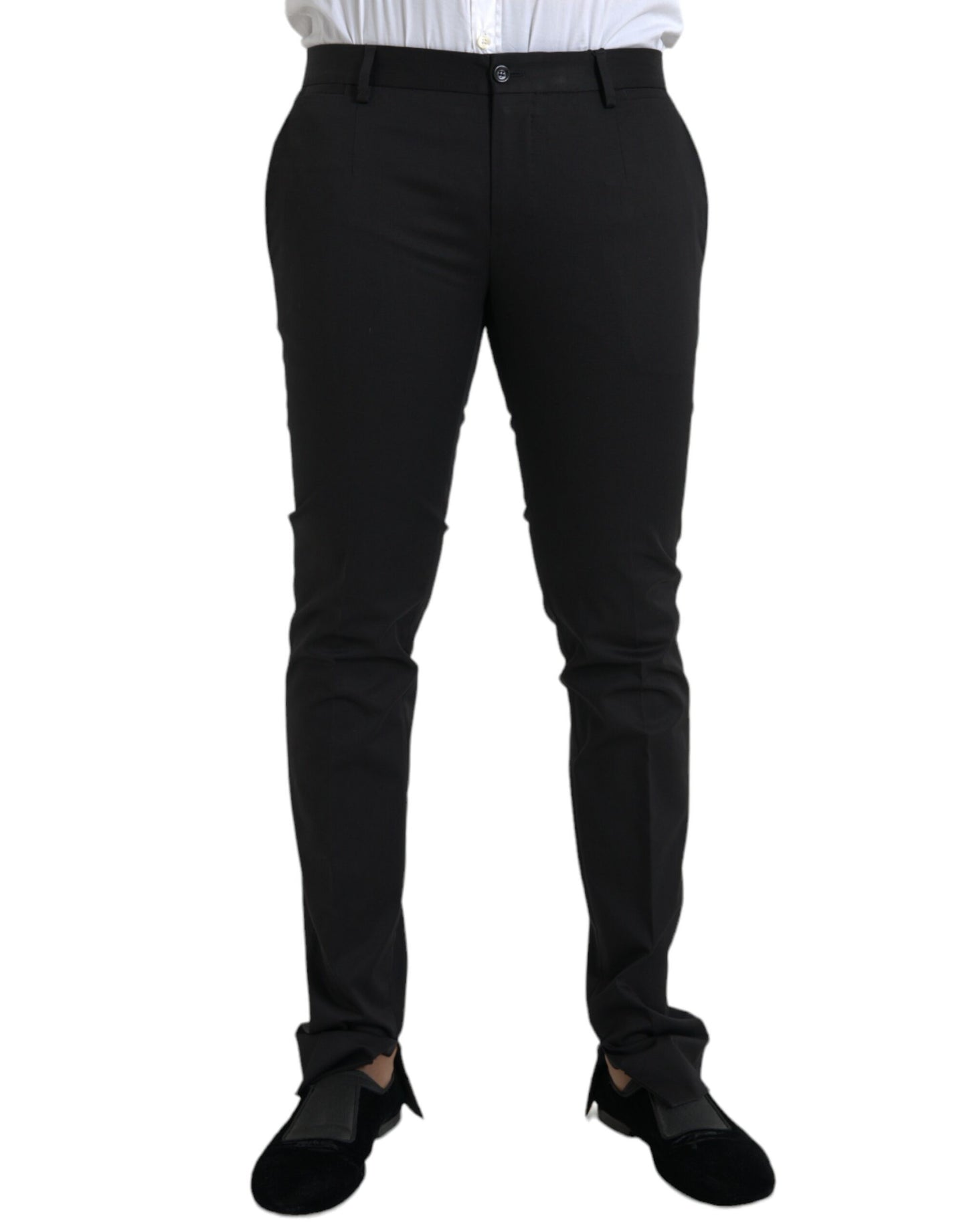 Dolce & Gabbana Black Cotton Stretch Skinny Dress Pants