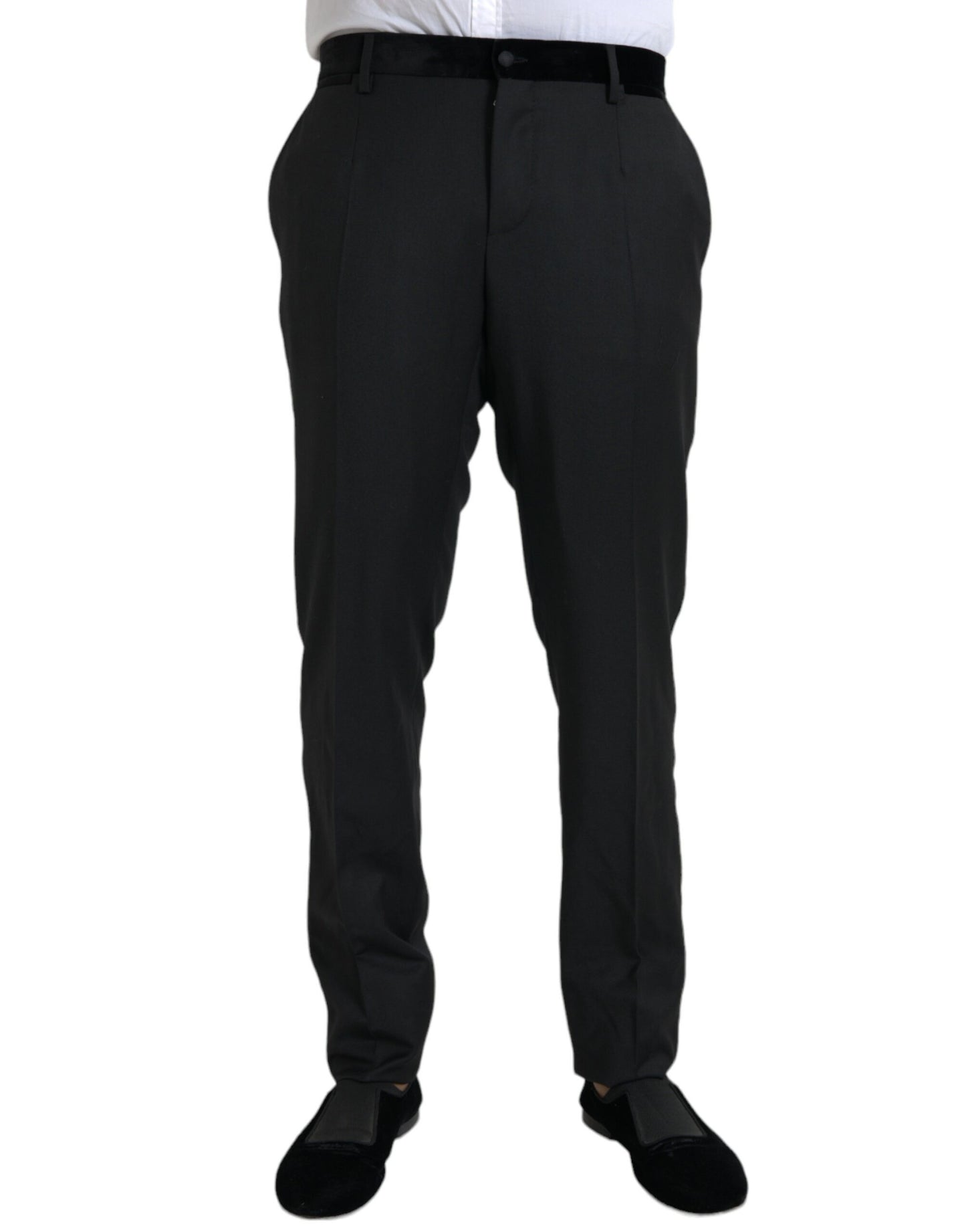 Dolce &amp; Gabbana pantalon habillé skinny en soie noire pour hommes