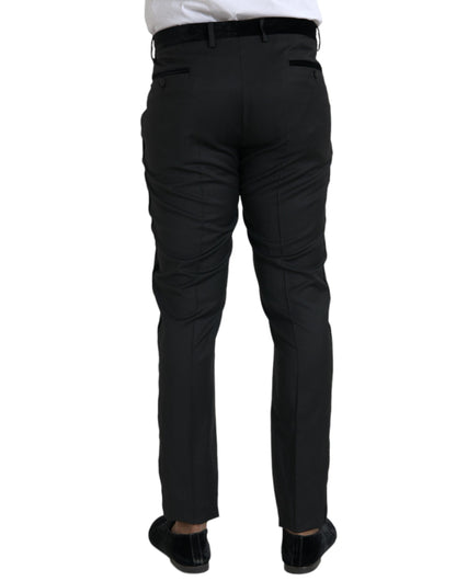 Dolce &amp; Gabbana pantalon habillé skinny en soie noire pour hommes