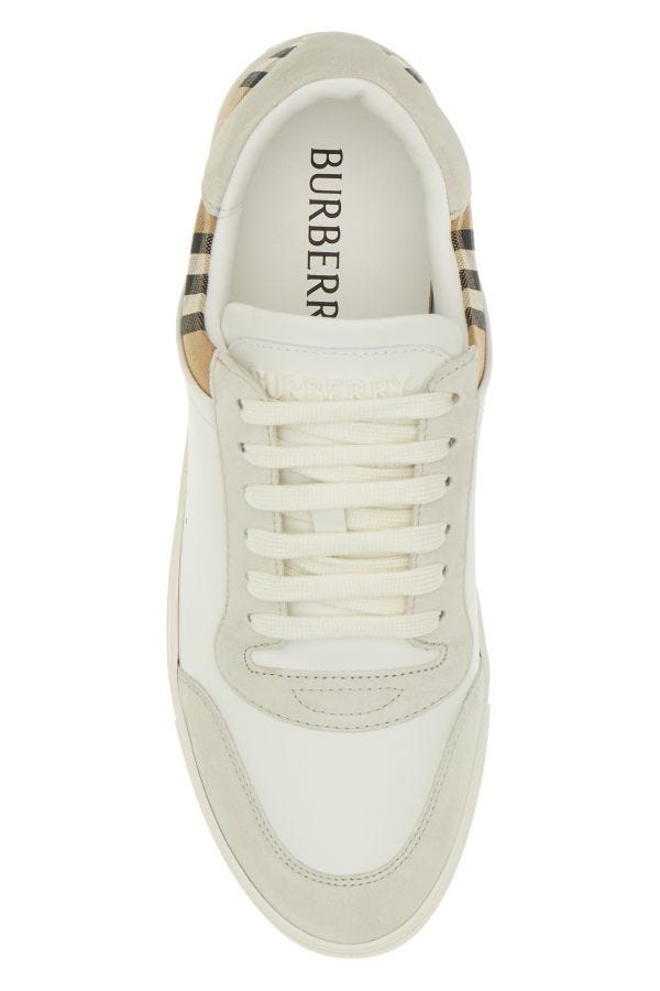 Burberry Baskets en cuir de veau multicolores blanches