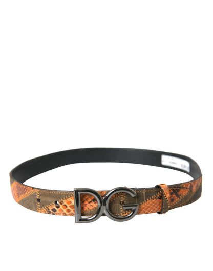 Dolce &amp; Gabbana ceinture à boucle avec logo en cuir python patchwork hommes