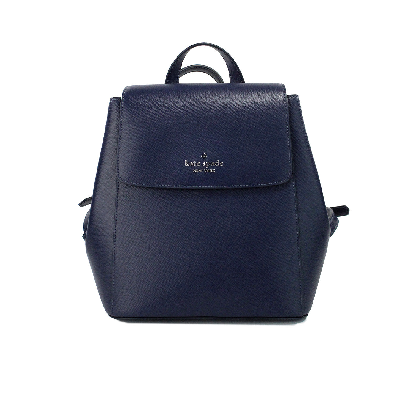 Kate spade madison sac à dos en cuir saffiano bleu marine à rabat moyen