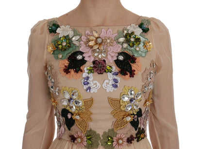 Dolce &amp; gabbana robe longue en soie brodée de fleurs