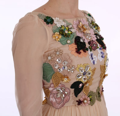 Dolce &amp; gabbana robe longue en soie brodée de fleurs