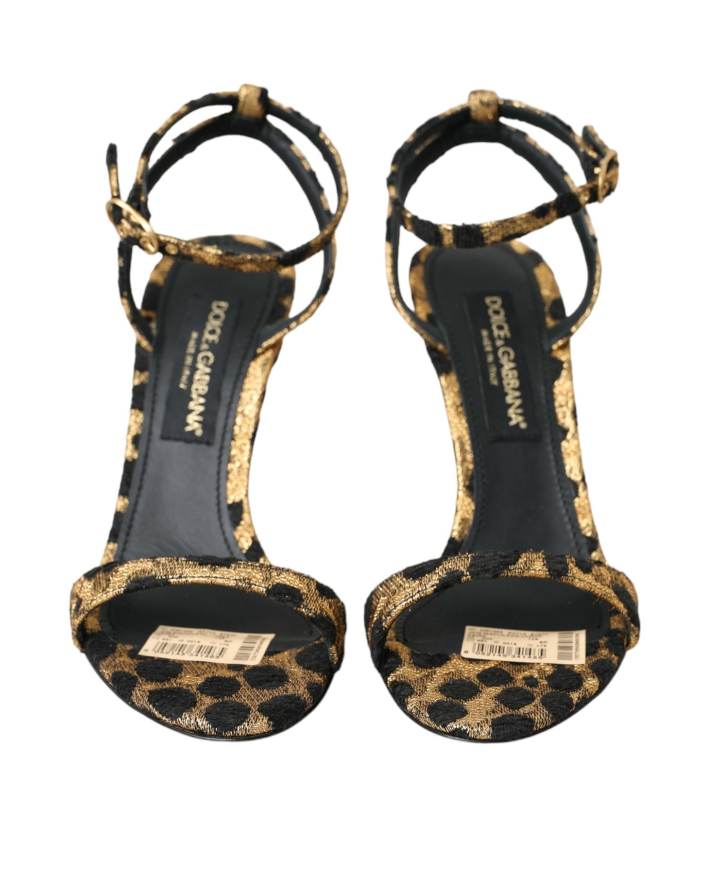 Dolce &amp; Gabbana sandales à talons avec cristaux léopard dorés