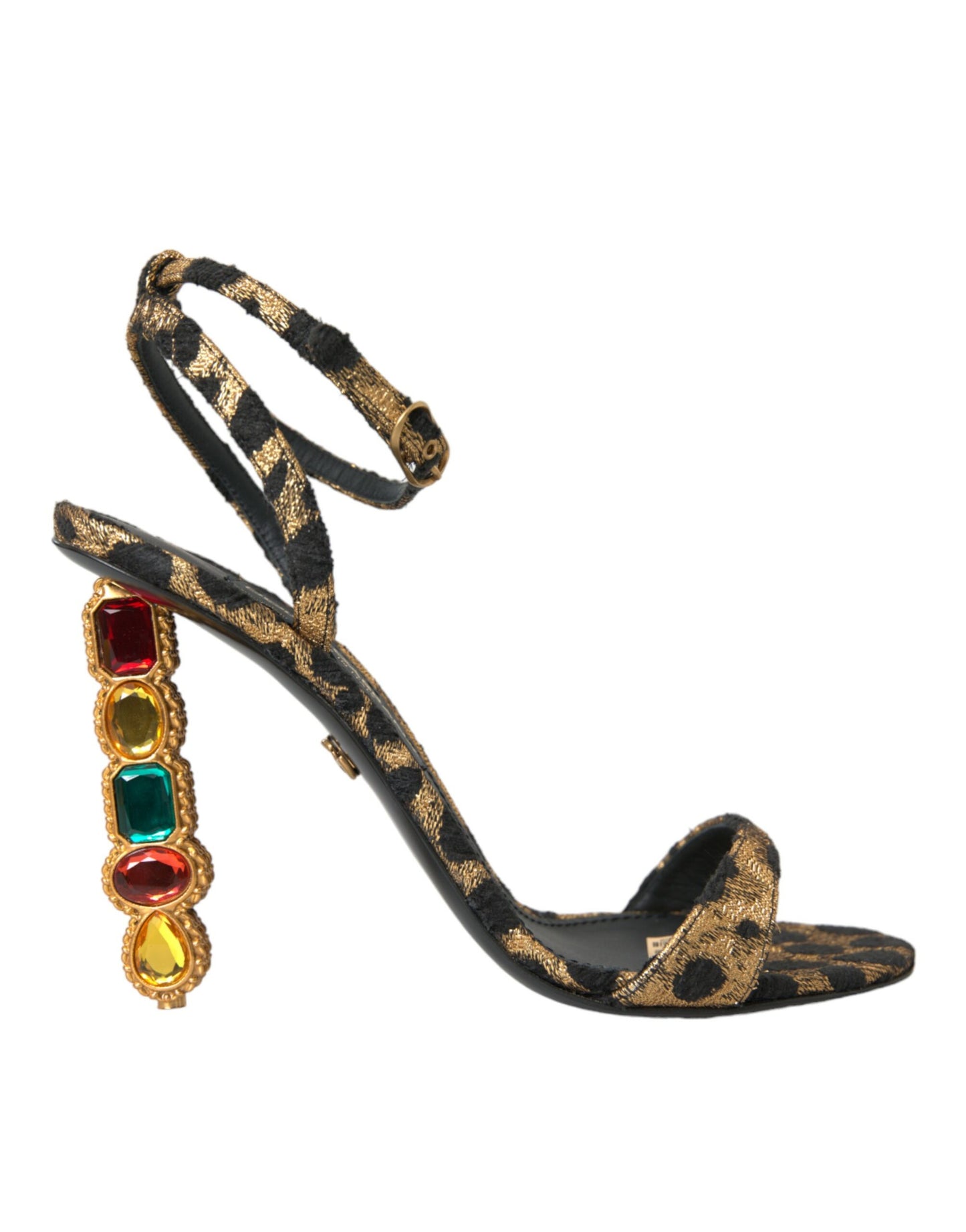 Dolce &amp; Gabbana sandales à talons avec cristaux léopard dorés