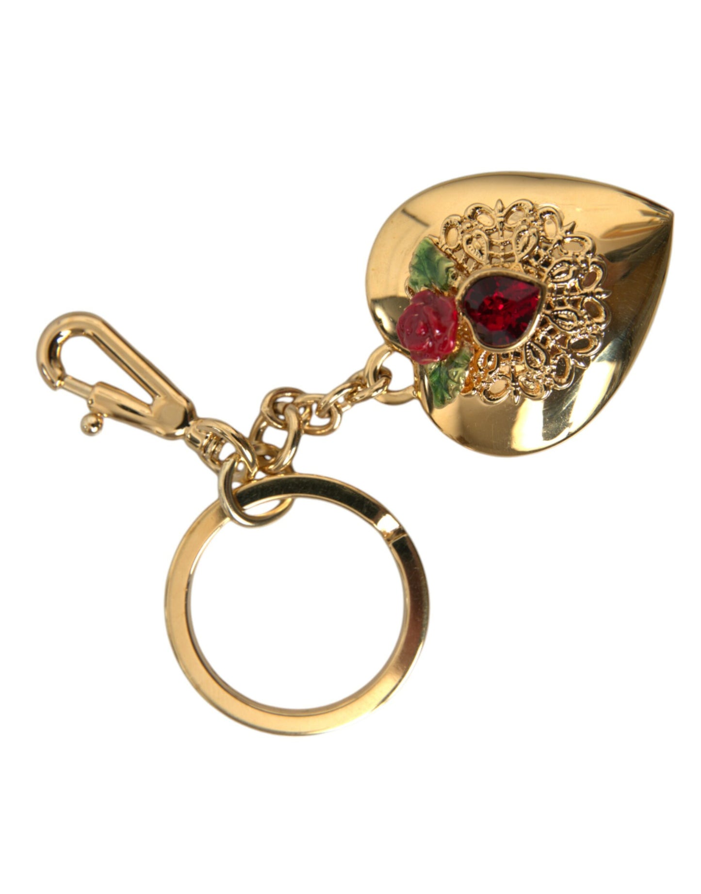 Dolce &amp; gabbana porte-clés pendentif floral en laiton doré métallisé