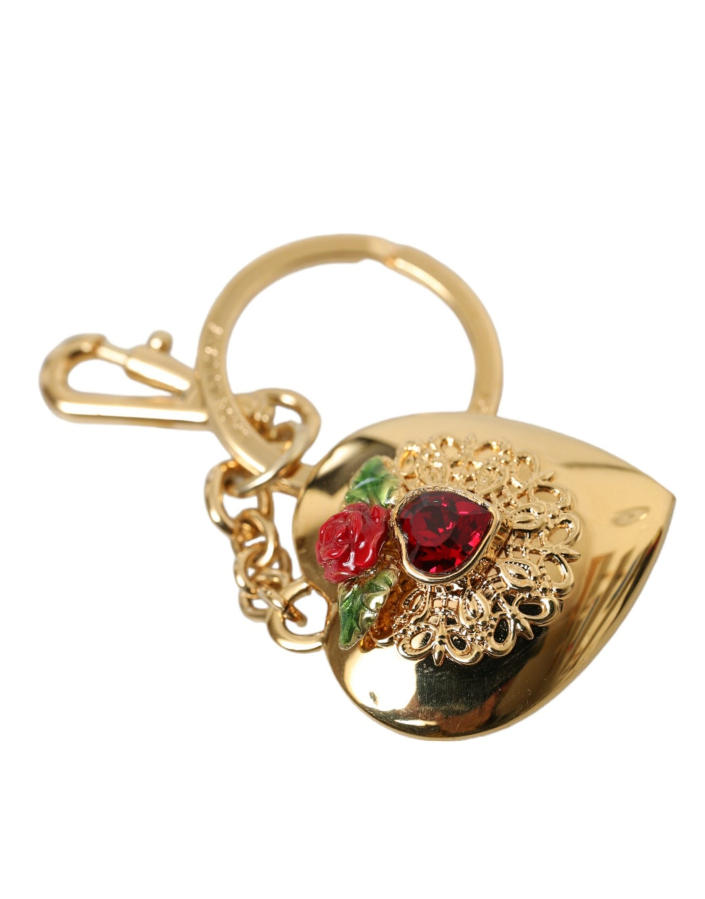 Dolce &amp; gabbana porte-clés pendentif floral en laiton doré métallisé