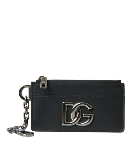 Dolce &amp; Gabbana portefeuille porte-cartes en cuir de veau noir avec logo dg hommes