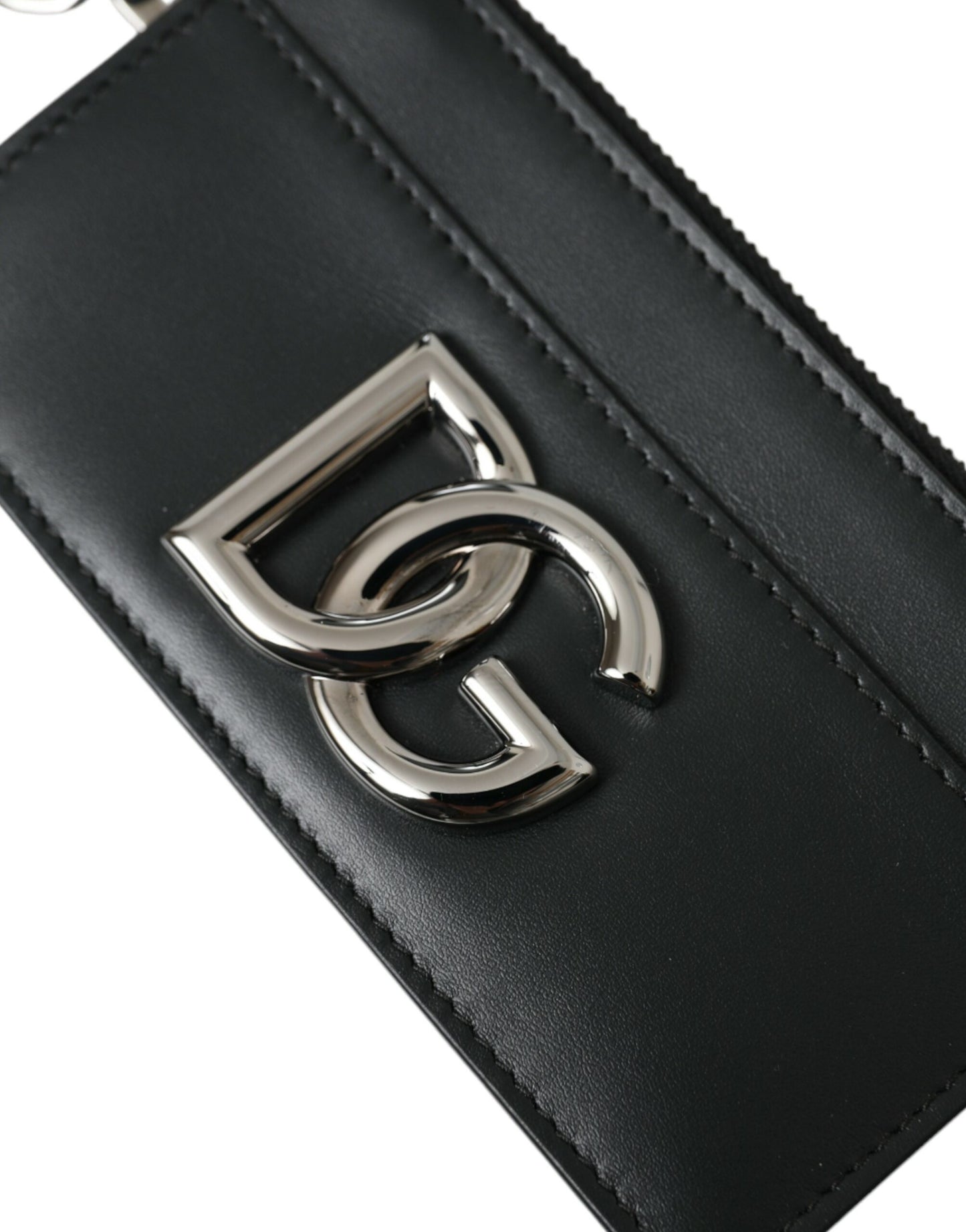 Dolce &amp; Gabbana portefeuille porte-cartes en cuir de veau noir avec logo dg hommes