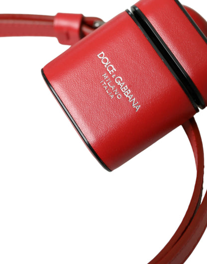 Dolce &amp; Gabbana Étui pour Airpods en cuir de veau rouge avec logo imprimé