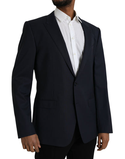 Dolce &amp; gabbana blazer manteau simple boutonnage en laine bleu foncé