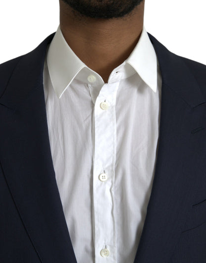 Dolce &amp; gabbana blazer manteau simple boutonnage en laine bleu foncé