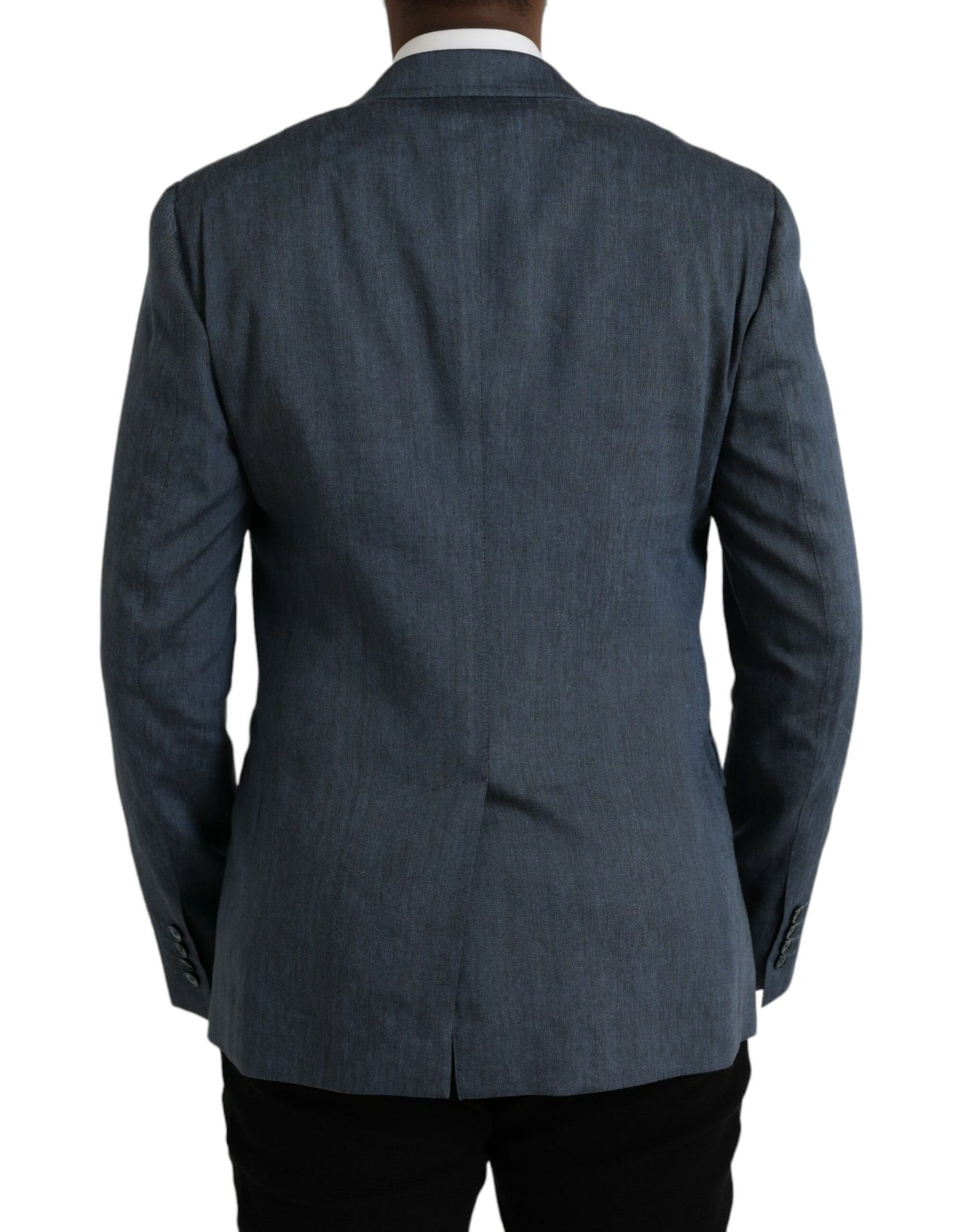 Dolce &amp; Gabbana Blazer en lin bleu NAPOLI à simple boutonnage