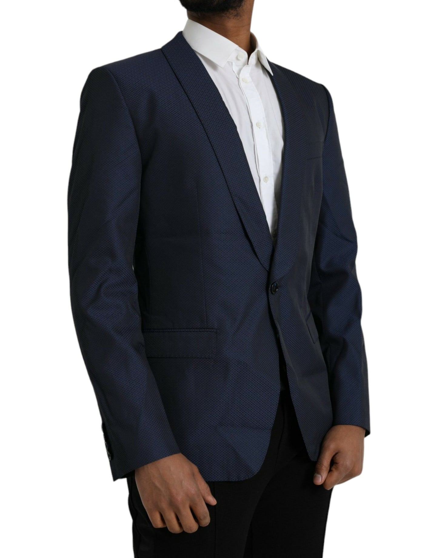 Dolce &amp; Gabbana Blazer bleu MARTINI à simple boutonnage et châle