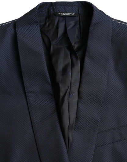 Dolce & Gabbana Blue MARTINI Shawl Single Breasted Blazer