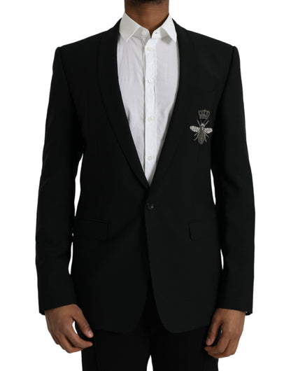 Dolce &amp; Gabbana Blazer noir Crown Bee MARTINI à simple boutonnage