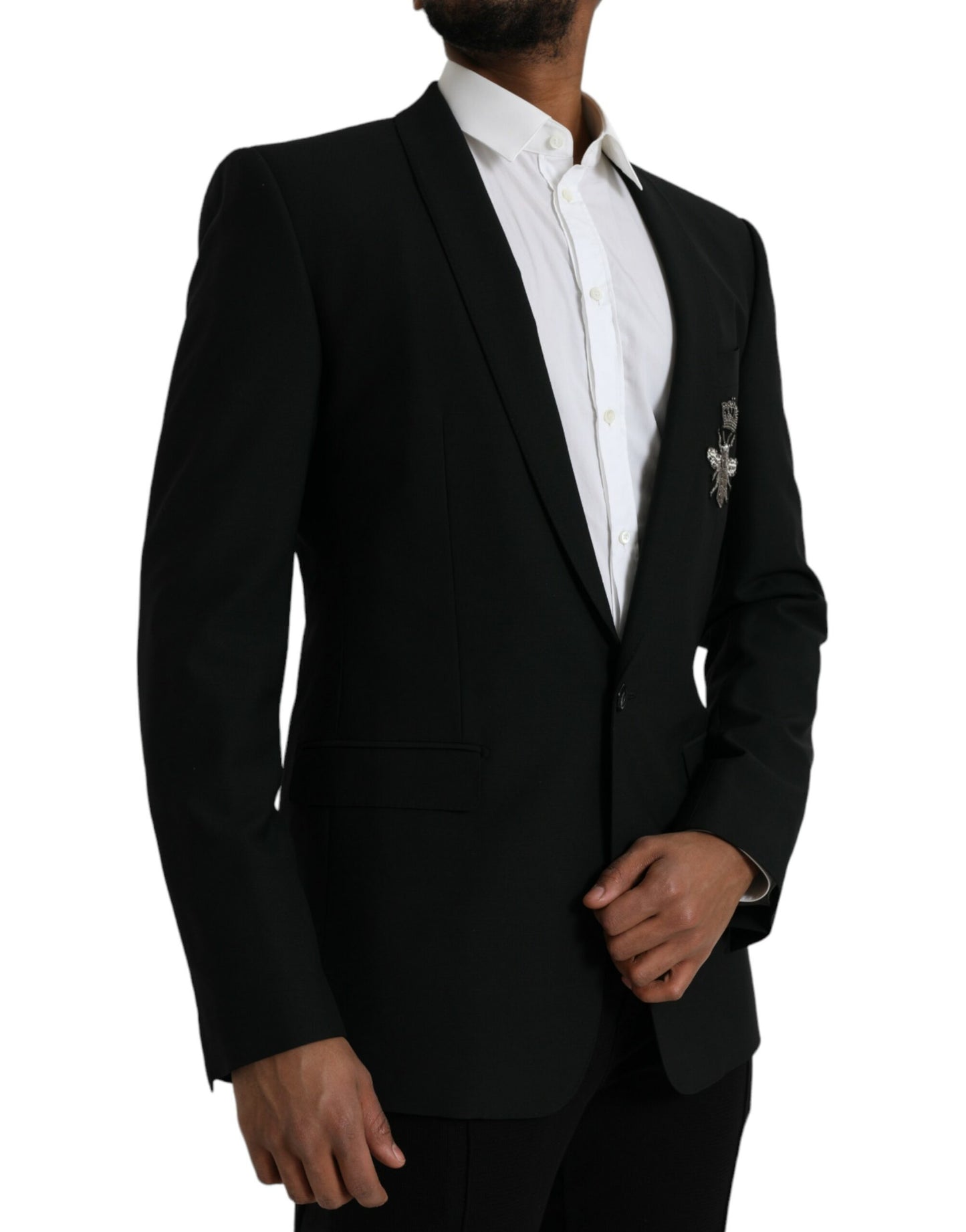 Dolce &amp; Gabbana Blazer noir Crown Bee MARTINI à simple boutonnage