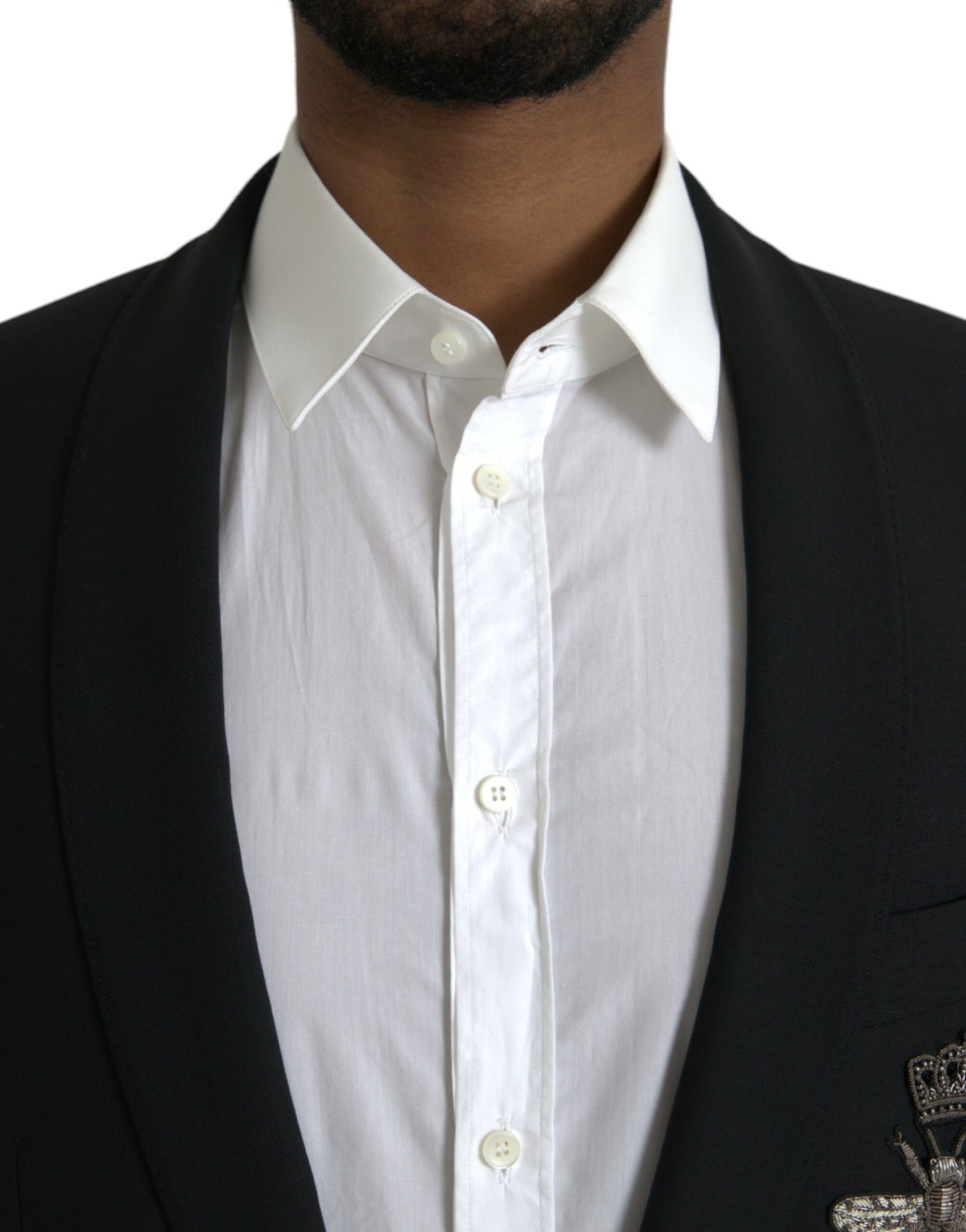 Dolce &amp; Gabbana Blazer noir Crown Bee MARTINI à simple boutonnage