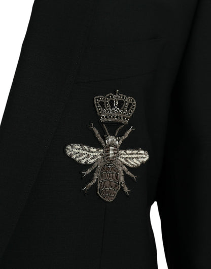 Dolce &amp; Gabbana Blazer noir Crown Bee MARTINI à simple boutonnage