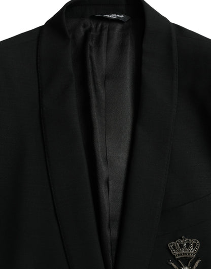 Dolce &amp; Gabbana Blazer noir Crown Bee MARTINI à simple boutonnage