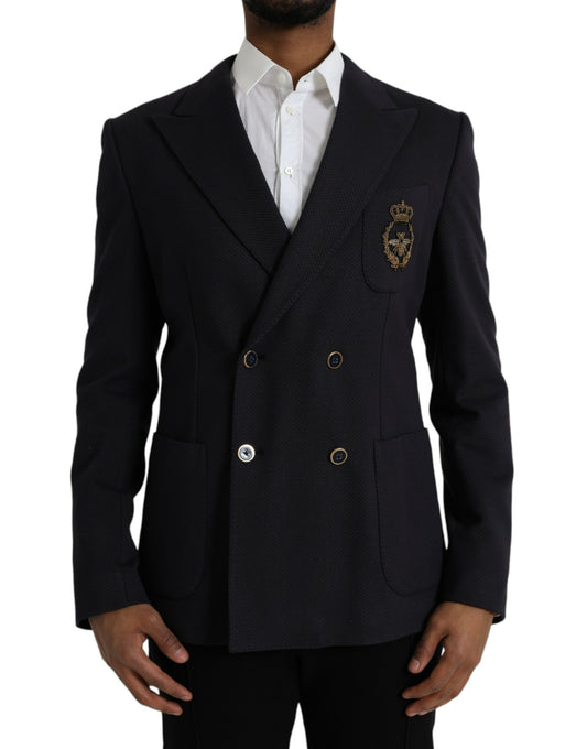 Dolce &amp; Gabbana Blazer croisé bleu foncé Crown Bee