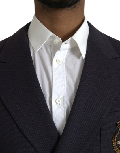 Dolce &amp; Gabbana Blazer croisé bleu foncé Crown Bee