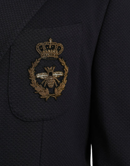 Dolce &amp; Gabbana Blazer croisé bleu foncé Crown Bee