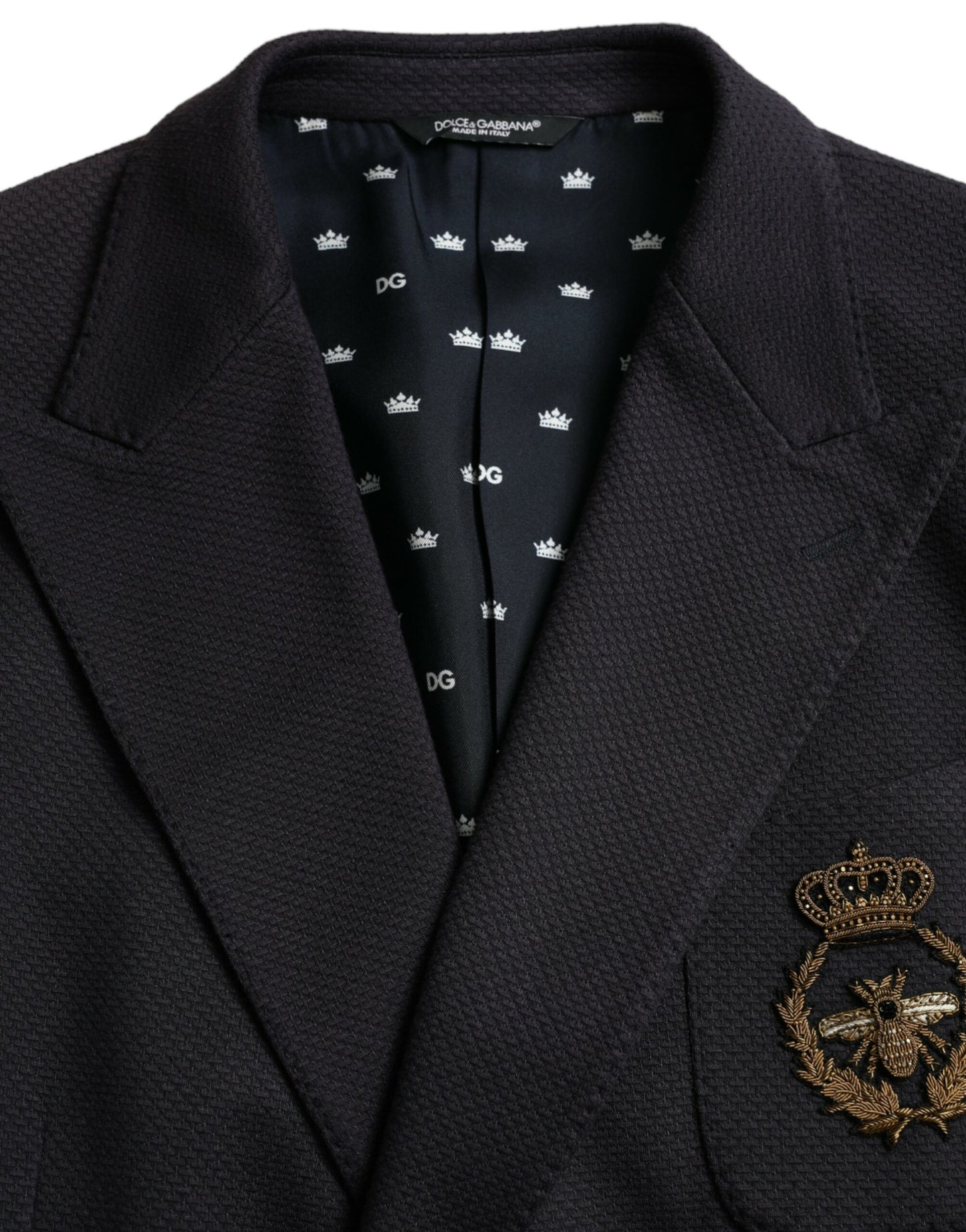 Dolce &amp; Gabbana Blazer croisé bleu foncé Crown Bee