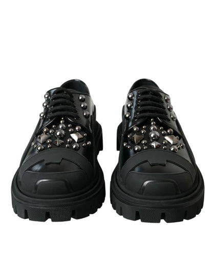 Dolce &amp; Gabbana Chaussures de baskets de trekking cloutées en cuir noir