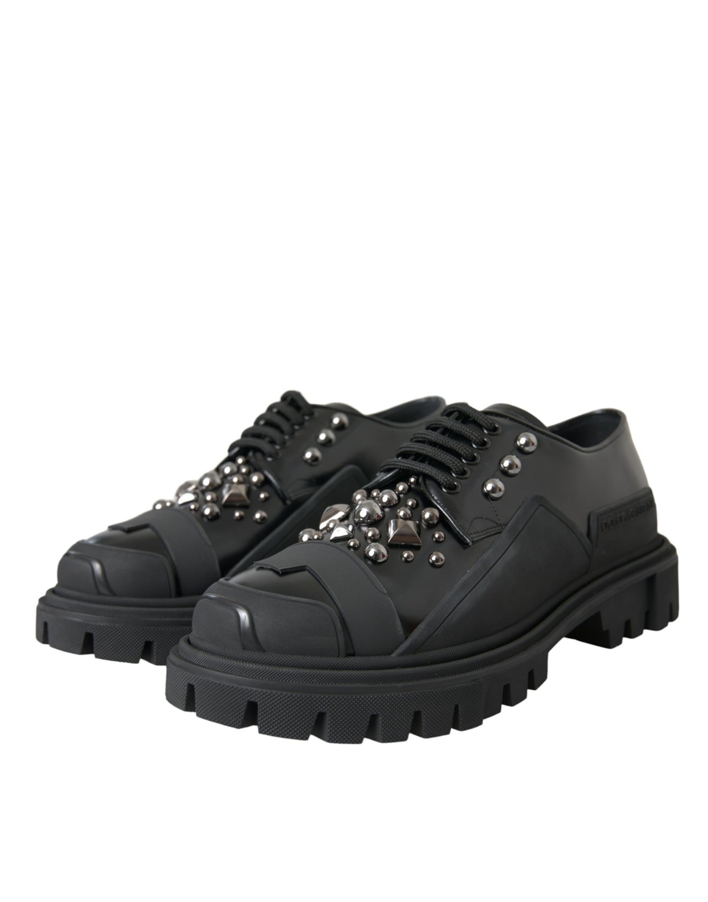 Dolce &amp; Gabbana Chaussures de baskets de trekking cloutées en cuir noir