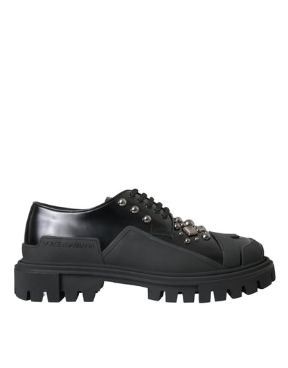 Dolce &amp; Gabbana Chaussures de baskets de trekking cloutées en cuir noir